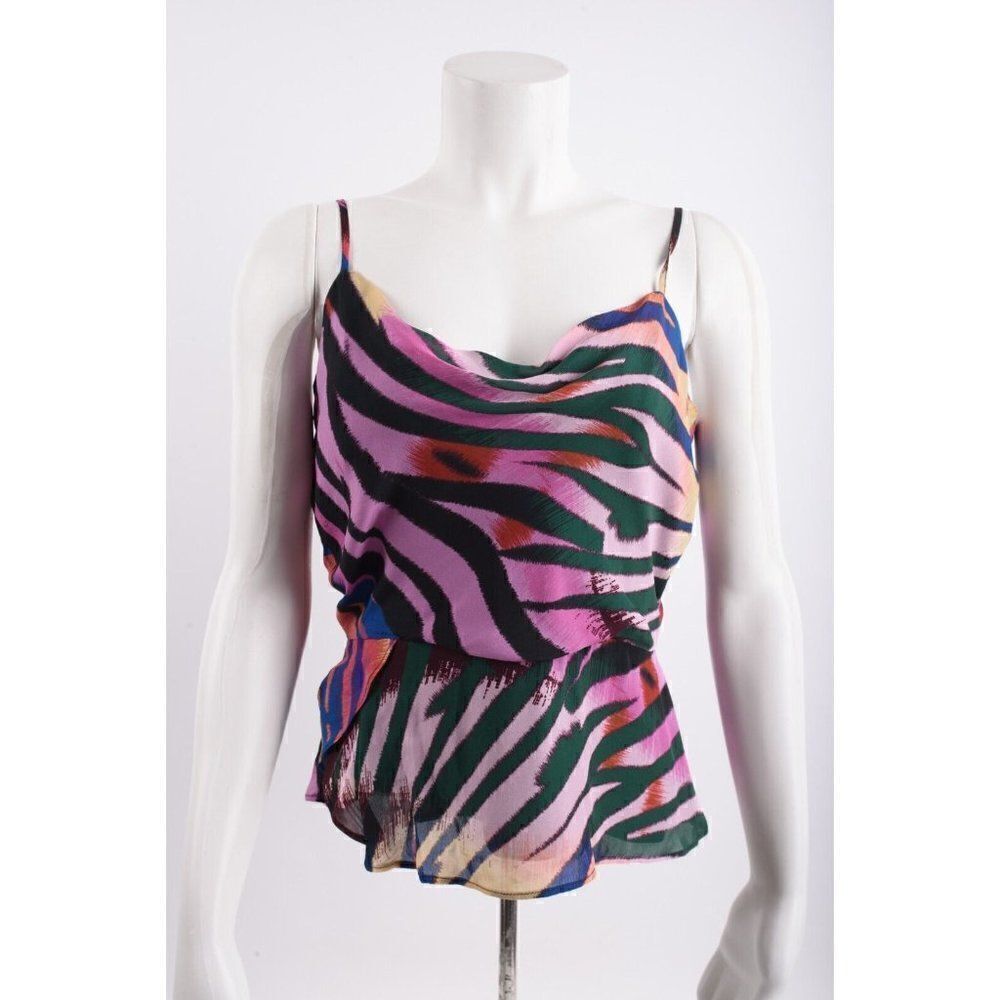 Parker Womans Cecile Top Shirt Peplum Size M Multicolor Camisole Silk Blend NWT
